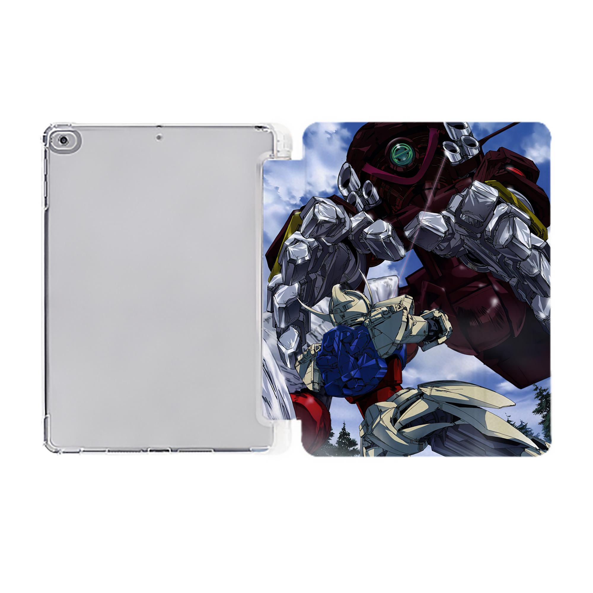 （画像用） 機動戦士ガンダム Mobile Suit Gundam IPad ケース ペン収納付き 三つ折りスタンド PUレザー×シリコン 対応機種9.5/10.5/10.9インチ